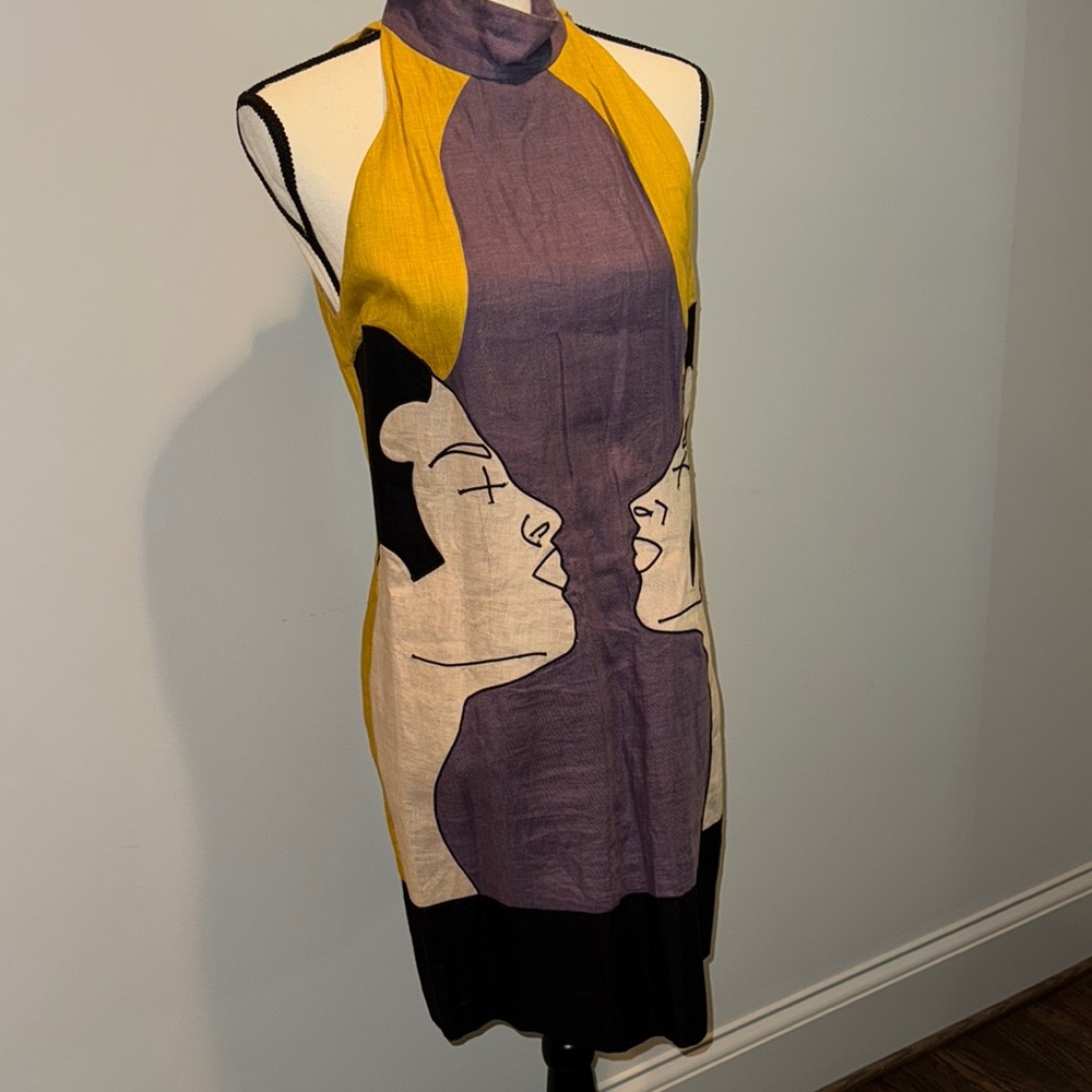 Artistic Yellow and Purple Dress Sz 6